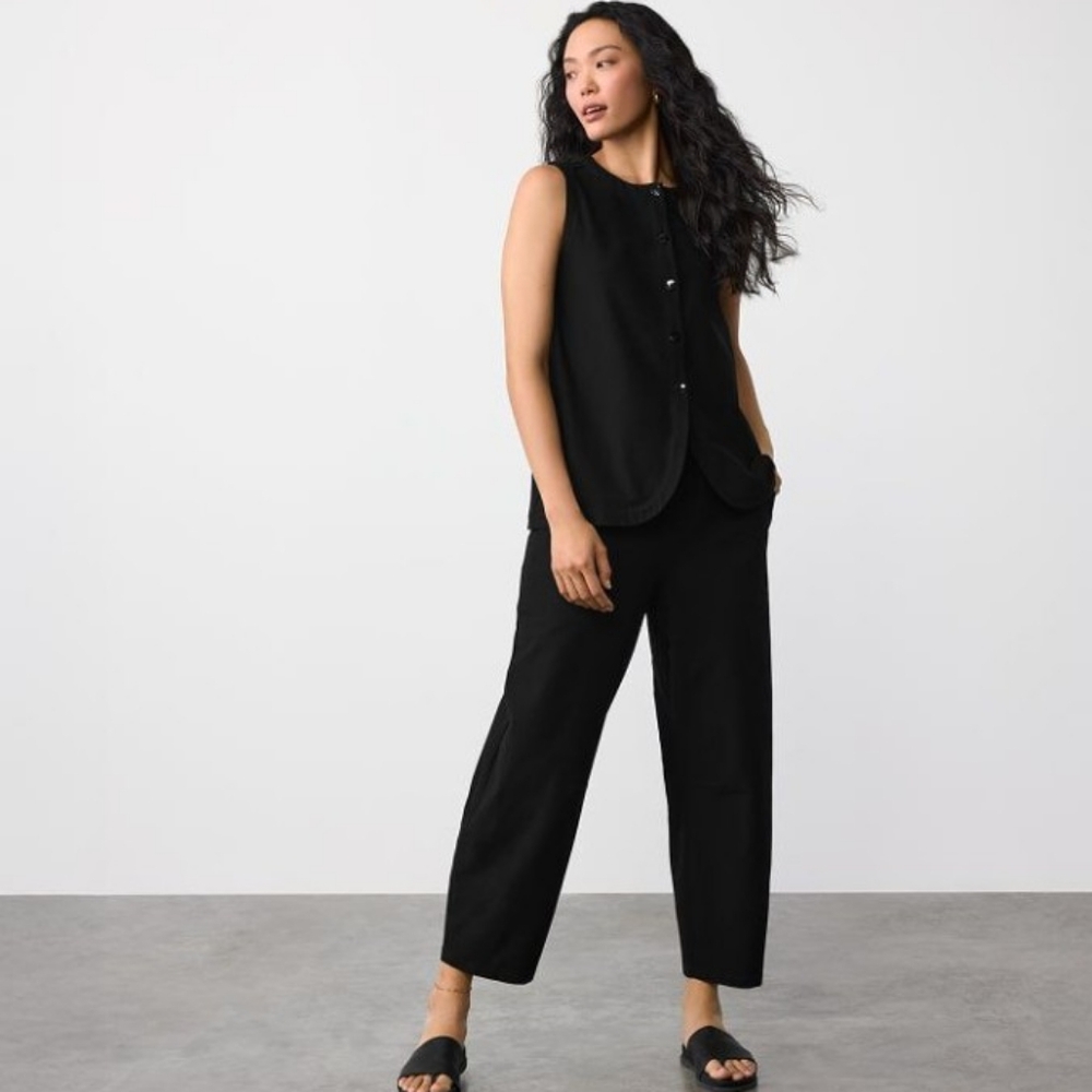 NWT Eileen Fisher XL Women's Lightweight Washable, Stretch Crepe Black Trouses